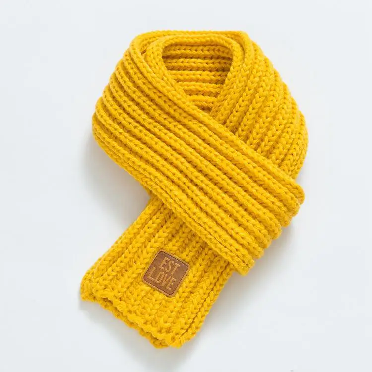 COKK Детские шарф для девочек, для мальчиков Детский Зимний теплый шарф Для Женщин Вязаная Шаль Шарф для детей, с круглой горловиной, Утепленная одежда дешевые аксессуары для родителей - Цвет: Цвет: желтый