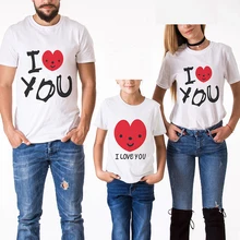 

2018 New Arrival Family Matching Clothing Mom And Daughter Father Son Creative Clothes I Love You Printed Mommy And Baby Outfits