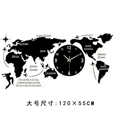 

Nordic simple acrylic wall clock, creative world map clock, European living room silent clock.