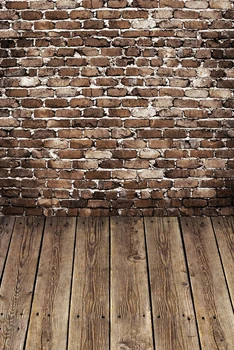 

5X10ft(1.5x3m) vivid brick wall and weathered wood floor printed Studio photography backdrop background for photo studio N-014