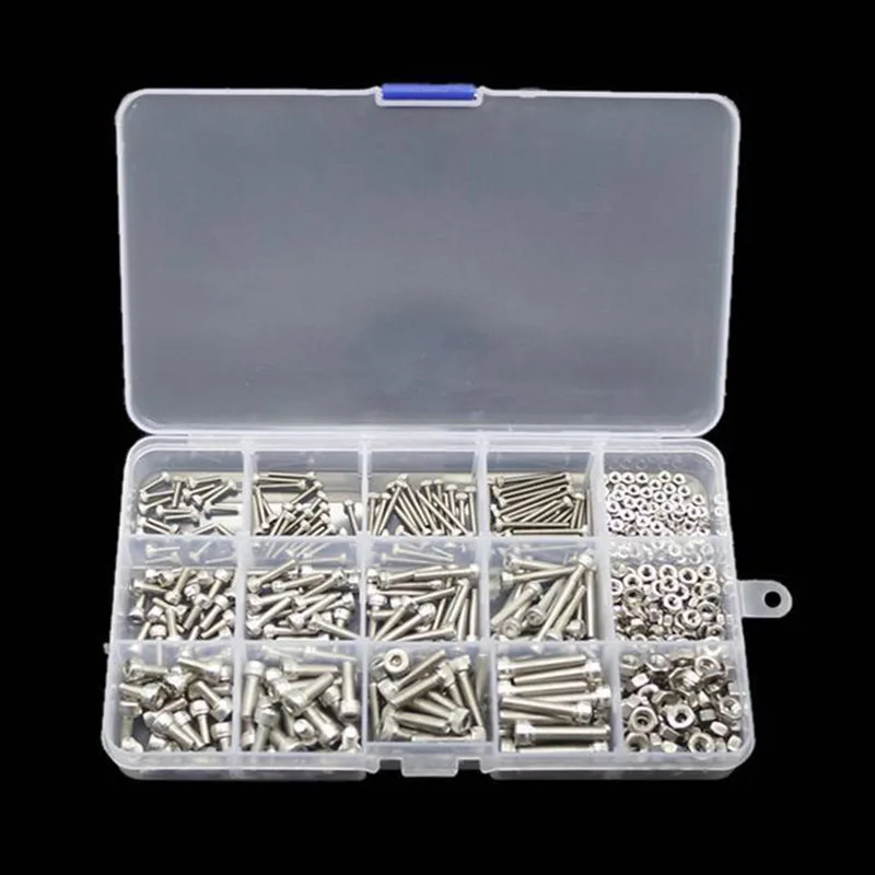 

480Pcs M2 M3 M4 Screws Set With Storage Box Stainless Steel Hex Socket Head Cap Screw Nut Kit HVR88