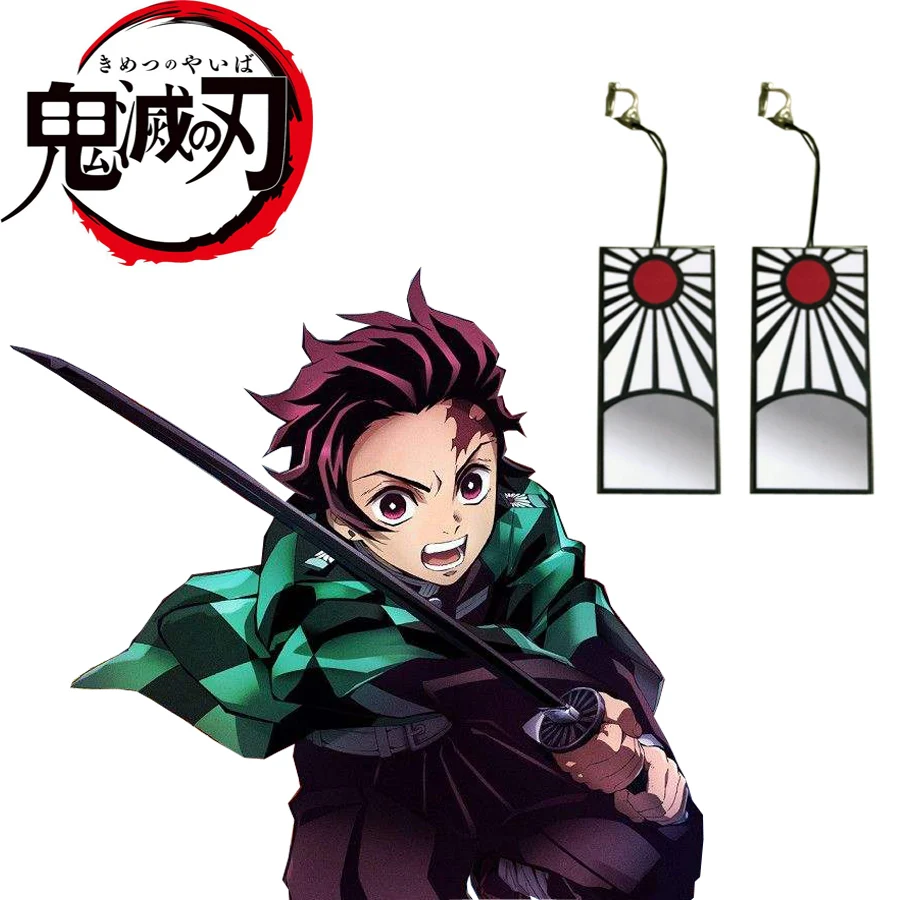 Бесплатная доставка Demon Slayer: Kimetsu no Yaiba Kamado Tanjirou серьги с изображением семьи Аниме
