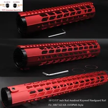 TriRock красный анодированный 10,12, 15 ''дюймовый Keymod поплавок поручень монолитный верхний рельс Fit. 308/7. 62+ 7075 Алюминиевый баррель гайка