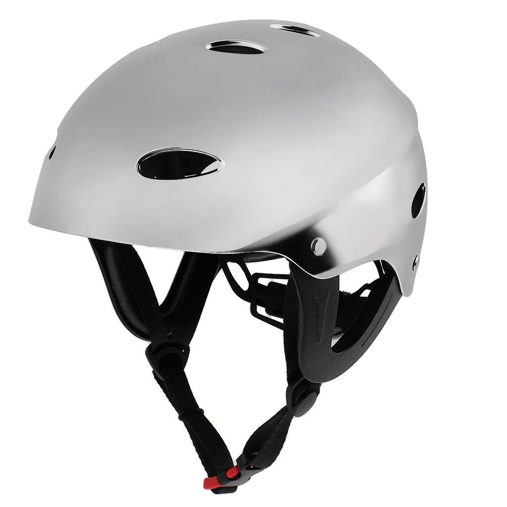 

Large 58-62cm Bright Silver Lightweight Adjustable Safety Helmet with Air Vents for Water Sports Canoeing Kayaking Wakeboarding