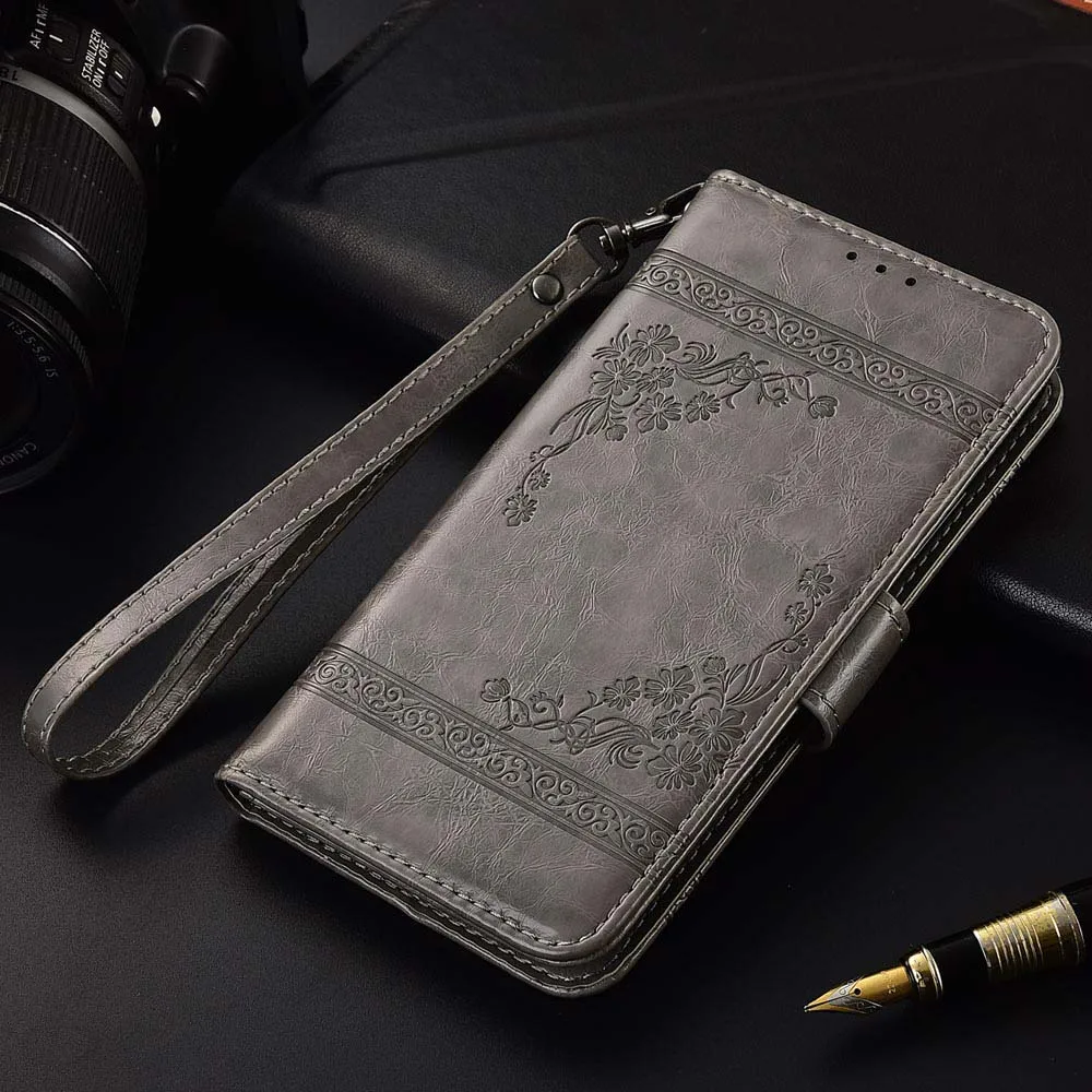 Кожаный чехол-книжка для ASUS ZenFone 3 ZE520KL Fundas с цветочным принтом специальный чехол-бумажник с подставкой и ремешком - Цвет: oil gray