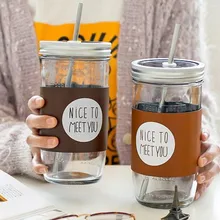 Большой размер 600 мл модная чашка для воды с буквенным принтом стеклянная кофейная кружка банка бутылка для питья винтажная банка на присоске