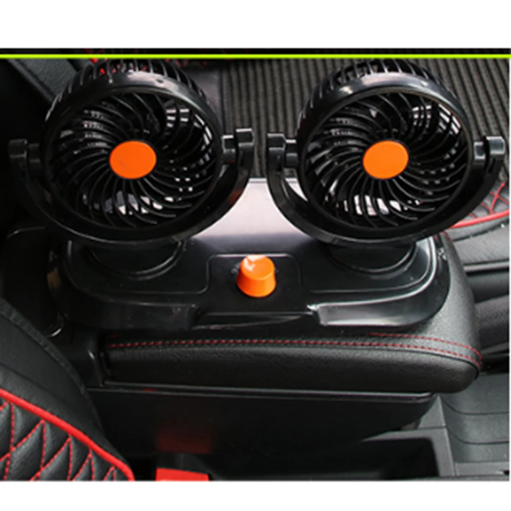 360 Degree Rotatable Dual Head Car Cooling Dashboard Ventilation Air Fan Lighter Plug