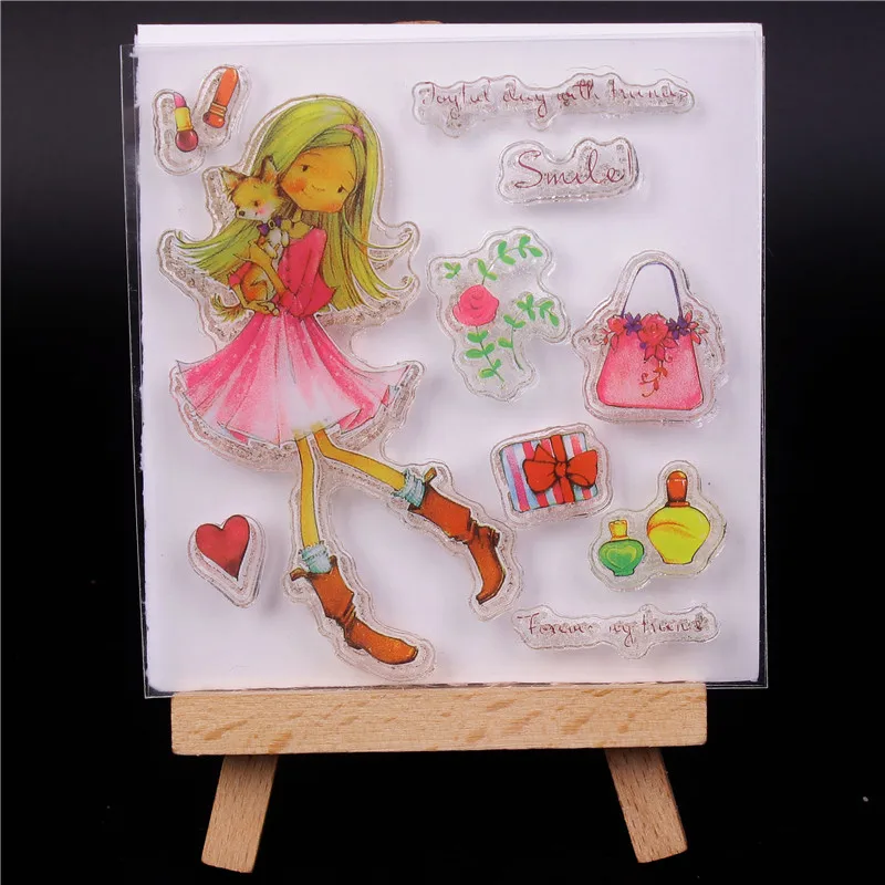 

Rubber Silicone Clear Stamps for Scrapbooking Tampons Transparents Seal Background Stamp Card Making Diy Girl Text Stempel I