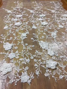 

beaded Embroidered Tulle Lace CiCi-51716 with 3d flower white African French Lace Fabric High Quality