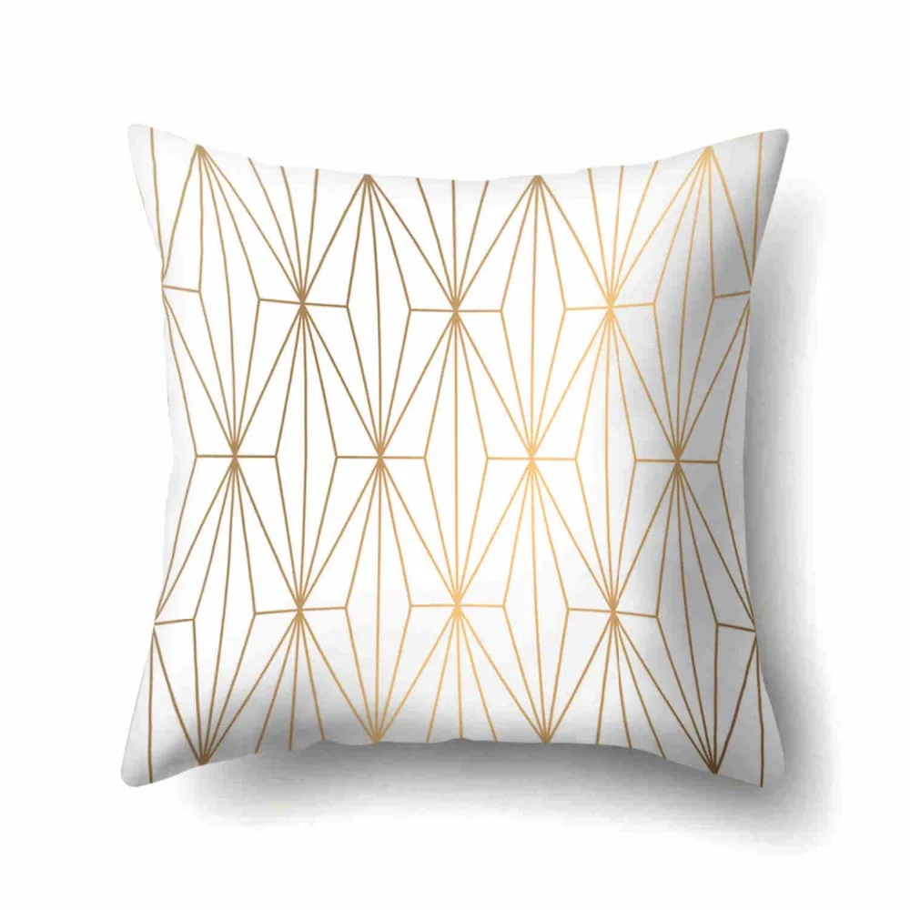 ordic Style Cushion  Gold And White Decorative Pillows Geometric Cushions Home Decor Throw Pillow