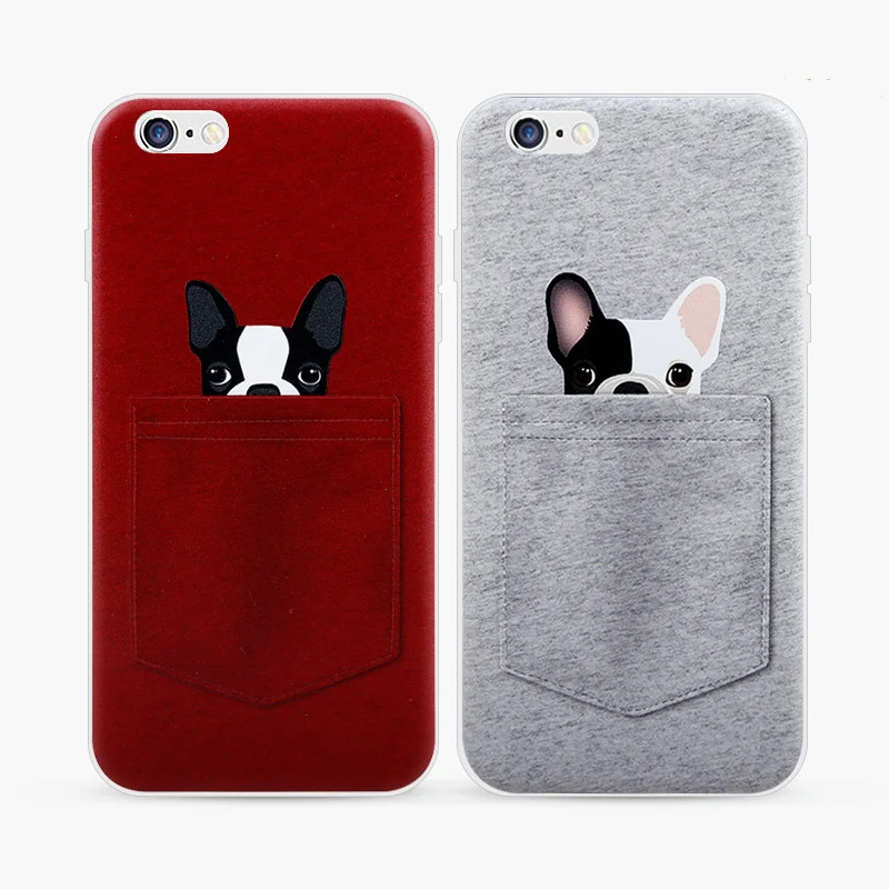 Cute Cartoon Pokect Dog TPU Silicone Case for iphone 7 6