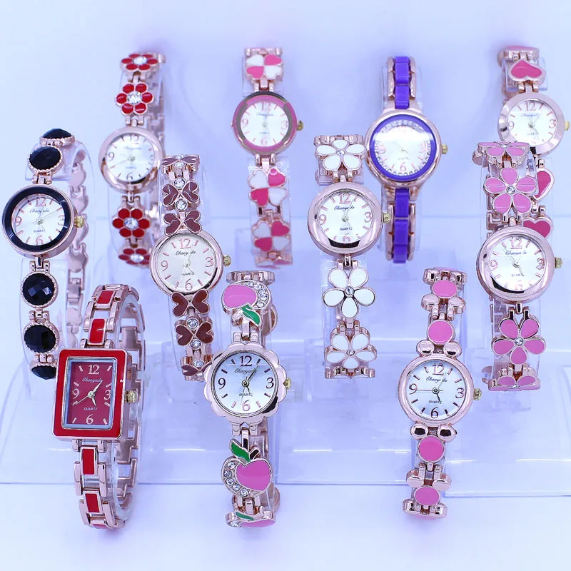 

Mixed Style Fashion 10PCS Different Colorful Rose Gold Lady Women Quartz Dress Wrist Watch Gift High Quality Party Gifts