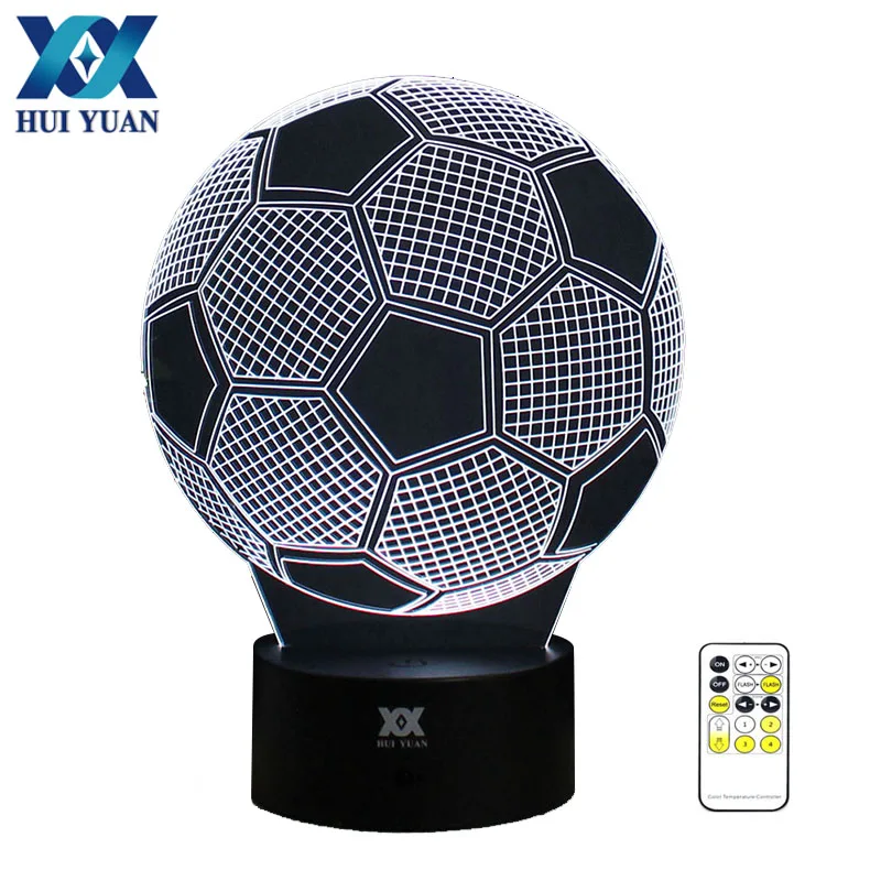 

3D Illusion Football Remote Control LED Desk Table Night Light 7 Color Touch Lamp kids Family Holiday Gift Home HUI YUAN