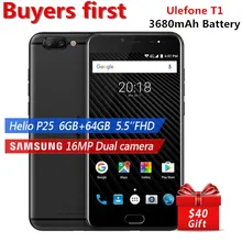 Ulefone T1 16MP Dual Rear Cam Mobile Phone 5.5″ Helio P25 Octa Core 2.6Gh 6GB RAM 64GB ROM Fingerprint PE2.0 4G OTG Smartphone