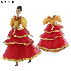 Оранжевое красное модное кукла 1/6, Одежда для куклы Барби, платье принцессы, вечерние платье для куклы Барби, наряды 1:6, аксессуары для кукол
