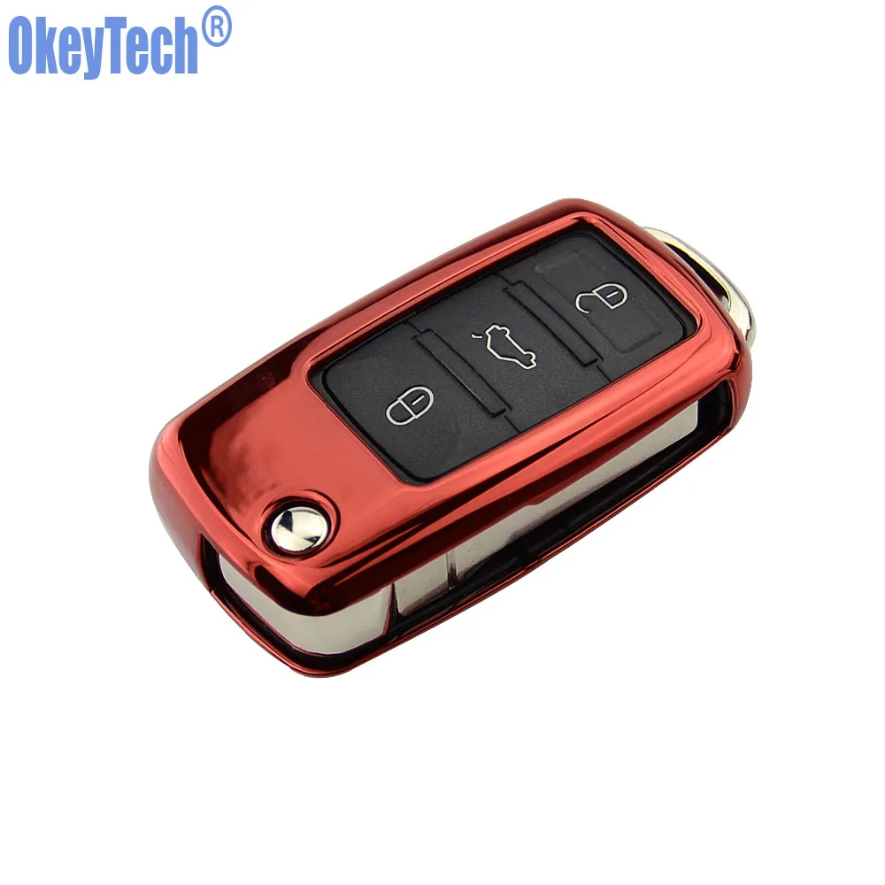 OkeyTech автомобильный брелок для VW Passat Golf Jetta Bora Polo Sagitar Tiguan Skoda Octavia A5 Fabia SEAT Ibiza Leon TPU|fob