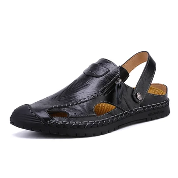 

Beach Sandals Men Leather Roman Sandals Newstyle Slipper Outdoor Sneaker Beach Rubber Flip Flops Men Water Trekking Sandals