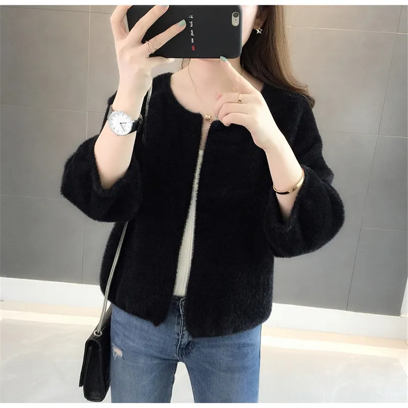 

Kemixiaoxuan New Arrivals Knitted Cardigans Female O Neck Three Quarter Solid Causal Open Stitch Woman
