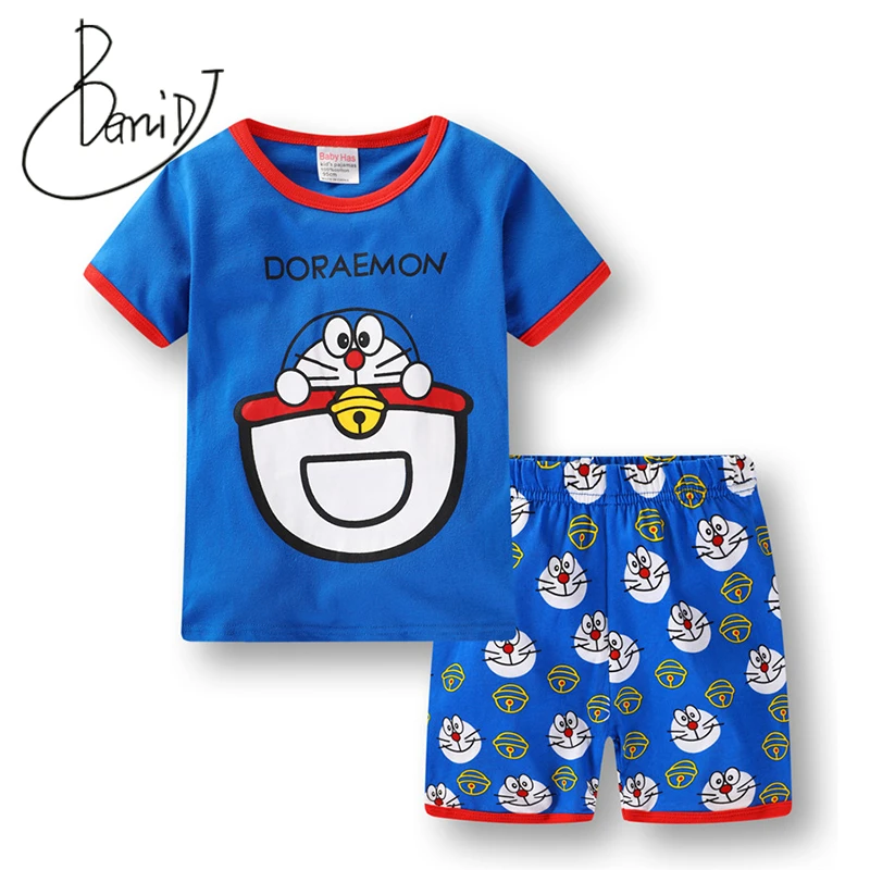 

2019 Fashion Baby Boy Pajamas Clothes Sets 100% Cotton Cartoon Kids Home Wear 2 3 4 5 6 7 Year Children Tee Shirts Shorts Sets