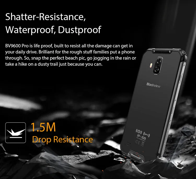 BLACKVIEW BV9600 PRO 6GB RAM 128GB ROM Helio P60 MTK6771 2.0GHz Octa Core 6.21 Inch AMOLED FHD+ Screen Dual Camera IP68 IP69K Waterproof Android 8.1 4G LTE Smartphone