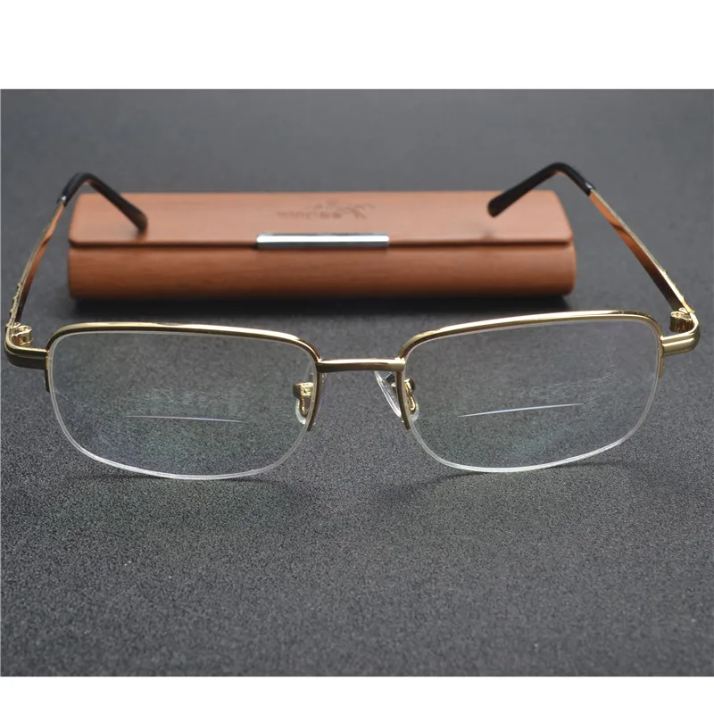 

MINCL/ Reading Glasses Brand Design High Grade Metal Frame Bifocal Reading Glasses Hyperopia Dual Diopter with box FML