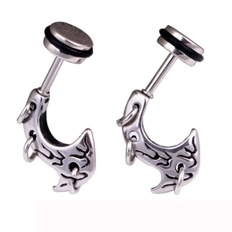 Isayoe 2Piece sword Shape men Rock Stud Earring pierced Stainless Steel ...