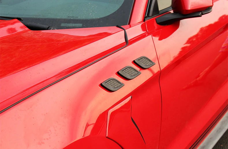 QHCP автомобильный чехол детектор ABS хром передняя сторона листва лист крыло вентиляционное отверстие воздуха на выходе лампа отделка Подходит для Ford Mustang+ все автомобили