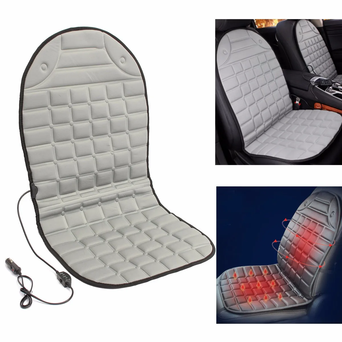 

Universal 12V Electric Heated Car Van Front Seat Cover Padded Thermal Cushion