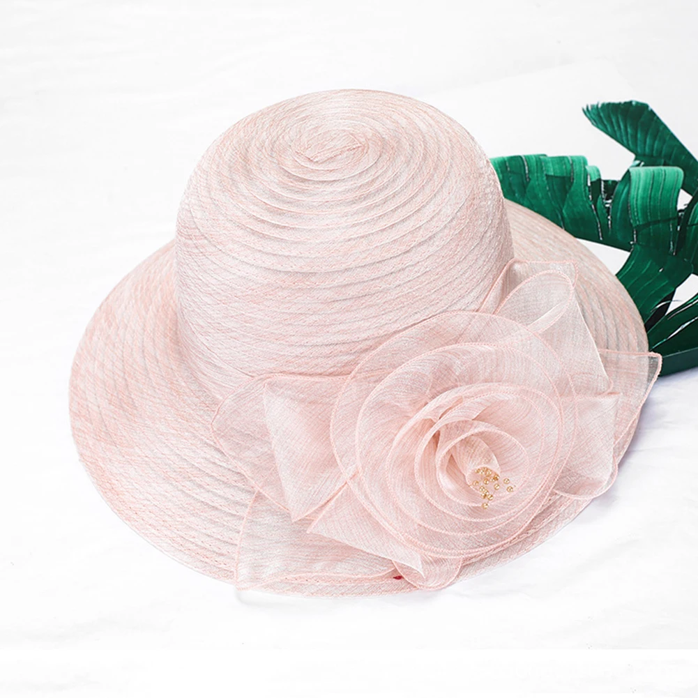 Винтажные цветочные органзы с широкими полями для женщин Кентукки Дерби церковные платья Шляпа От Солнца кепки Прямая поставка