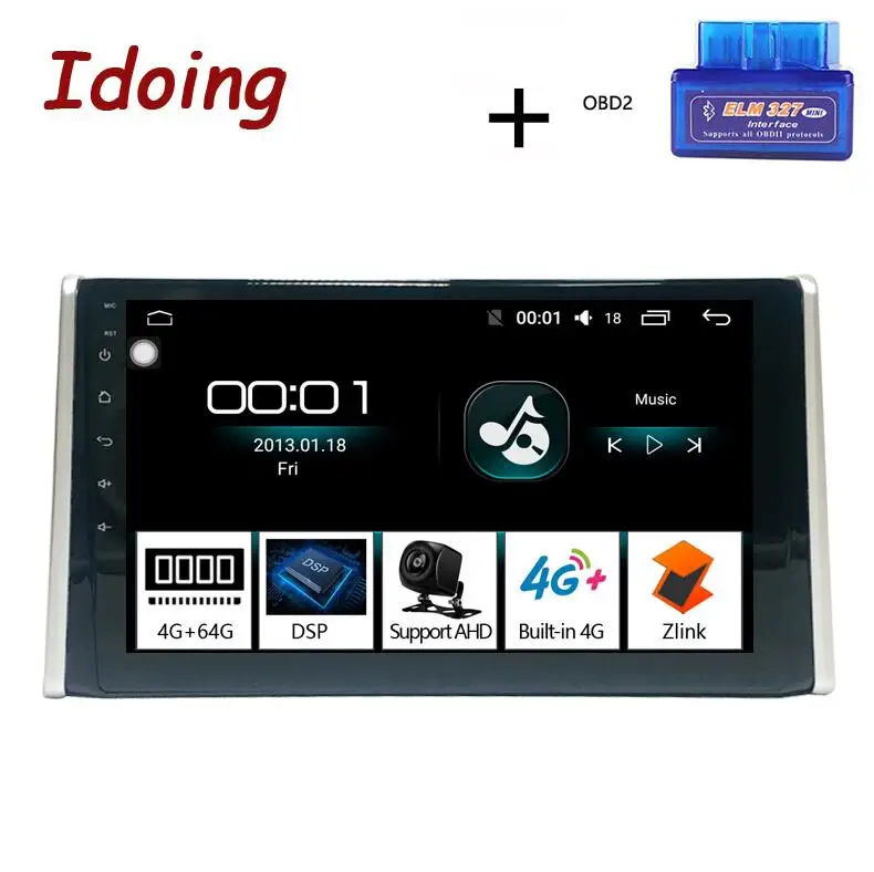 Idoing 10," 4G+ 64G 2.5D Восьмиядерный DSP автомобильный Радио Android 8,1 мультимедийный плеер подходит для Toyota RAV 4 gps навигация Авторадио AHD - Цвет: with OBD