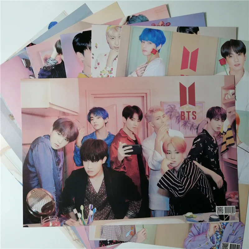 

8*(42x29cm)NEW Bangtan Boys WINGS DNA around Posters Wall Stickers Gift KPOP dropshipping posters Jung Kook V SUGA JIMIN RM JIN