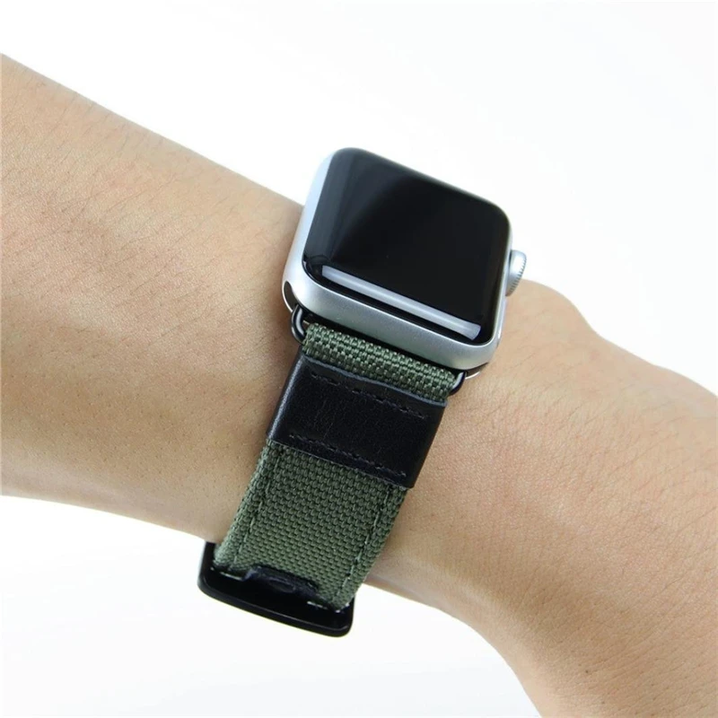 Нейлоновый тканый кожаный ремешок для часов Apple Watch 38 мм 42 серии 3 2 1 сменный