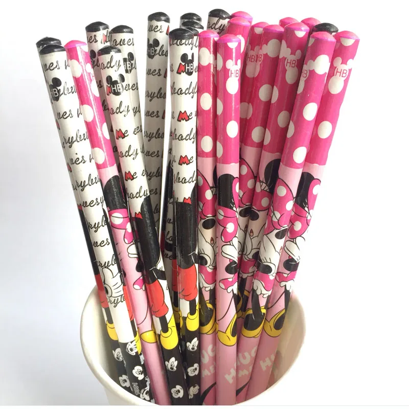 

5X Kawaii Mickey Round Standard Wooden Pencil Writing Drawing School Supply Student Stationery