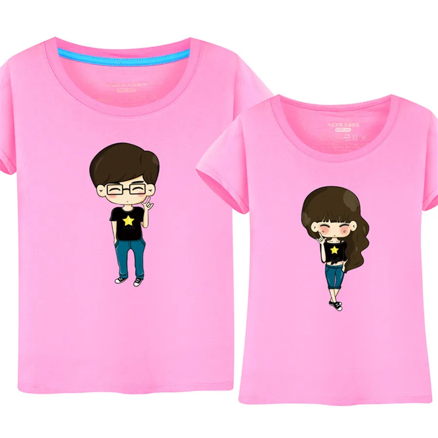 

Plus Size S-5XL Cute Cartoon Couple T Shirt Women And Men Summer Korean Casual O Neck Short Sleeve Pairs T-Shirt Lovers Clothes
