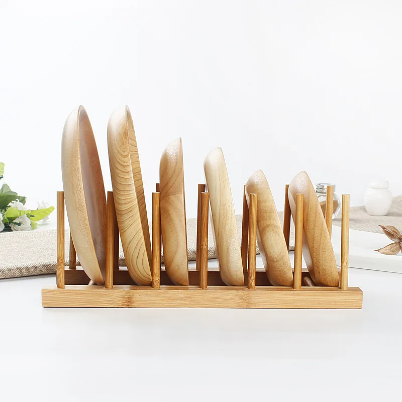 Portable Dish Rack Drainboard Dishes Creative Simple Bamboo Manual Storage Holder Stand Kitchen Cabinet Organizer Dish Plate