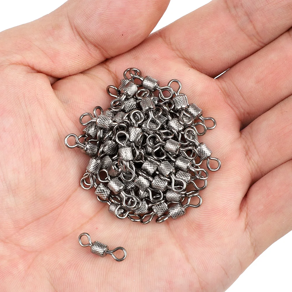 DONQL 50100pcs Fishing Swivel Connector 20#-12# Barrel Rolling Solid Rings For Fishhook Bearing Swivel Fishing Accessories (8)