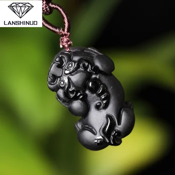 

Natural light counter genuine men and women scrub Obsidian lucky pendant jewelry wholesale supply Minow dance Made in China