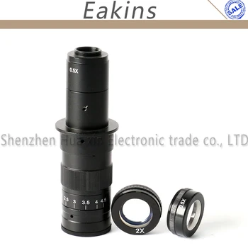 

Adjustable 180X Magnification Zoom C-mount Lens + 2pc 0.5X 2X Barlow Auxiliary Lens for Industry Microscope Camera Eyepiece