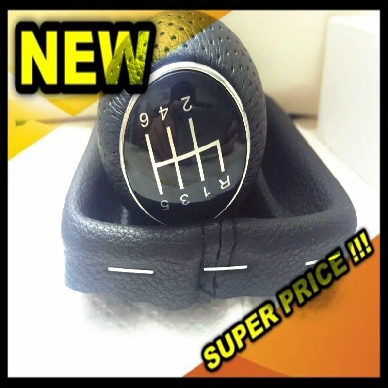

free Shipping Car Gear Shift Knob 6 Speed With Leather Boot Gaitor Complete Fit For Audi A3 S3 13mm 2001 2002 2003