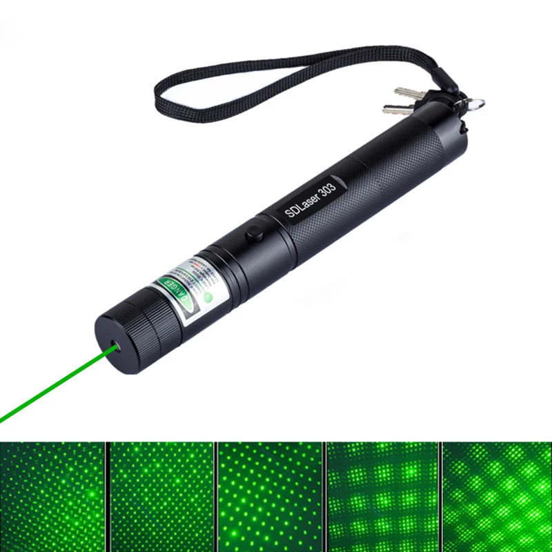 Лазерная ручка 532 нм, высокая мощность, зеленая SD 303, лазерная указка, луч, видимая мощность, охотничий лазер, 1000 метров, диаметр, Прицельный 18650, набор