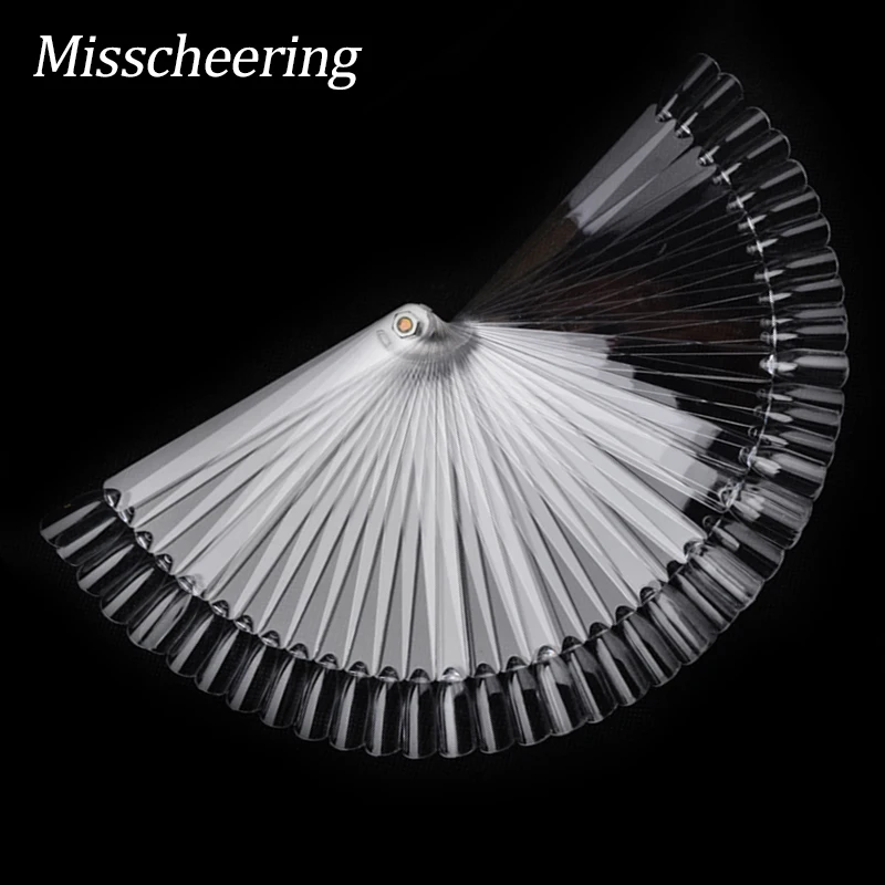 

50pcs/Set Clear Transparent False Nail Art Tips Practice Display Foldable Fan Board DIY Polish Gel Training Tools Manicure