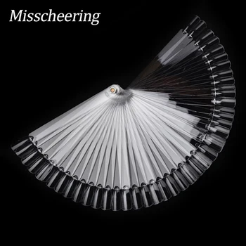 

50pcs/Set Clear Transparent False Nail Art Tips Practice Display Foldable Fan Board DIY Polish Gel Training Tools Manicure