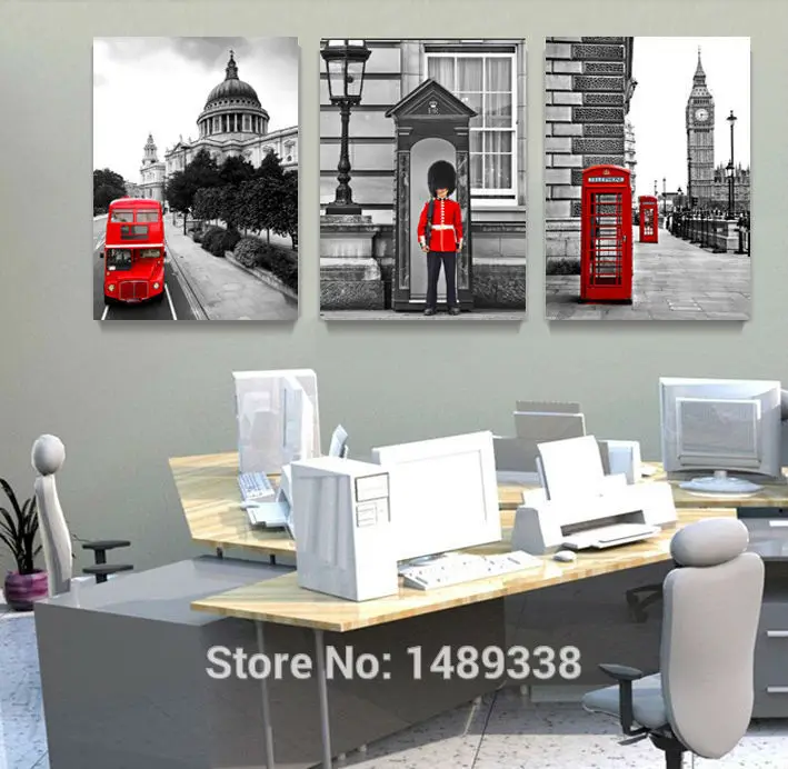 3 Piece Hot Sell Modern Soldiers Stand Guard Painting London