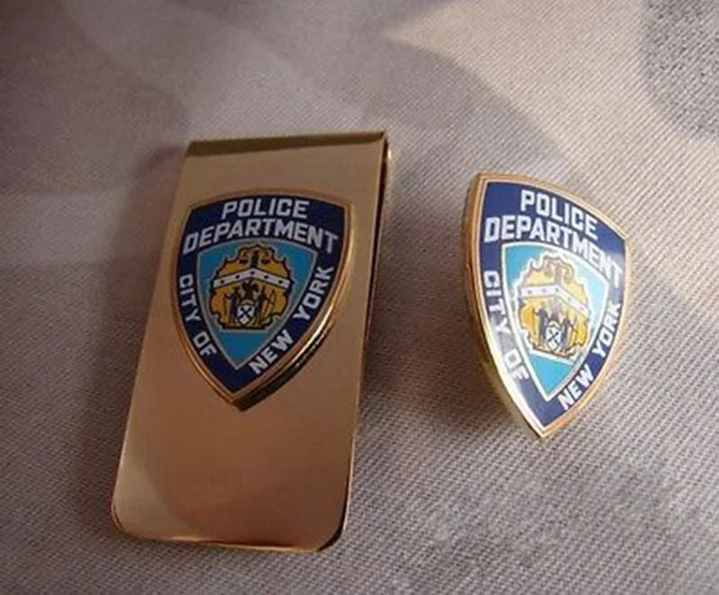 Набор Город Нью-Йорк Полицейский отдел металлический Подарочный значок лацкан Булавка и зажим для денег