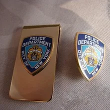 Набор Город Нью-Йорк Полицейский отдел металлический Подарочный значок лацкан Булавка и зажим для денег