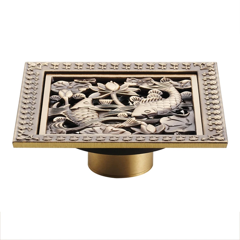 12*12cm New Arrival Antique Bronze Finish Fashion Design Euro Square Floor Drain Shower Drain Bathroom Furniture HJ-8701T
