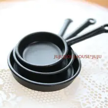 Миниатюрный Кукольный дом Siwan сцена с тремя сковорода для жарки модель моделирования 2 варианта цвета