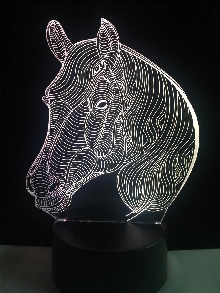  7 Colors Changing Gradient Fashion Animal Horse Head Led Nightlights 3D LED Desk Table Lamp Lamps H - 32782944359