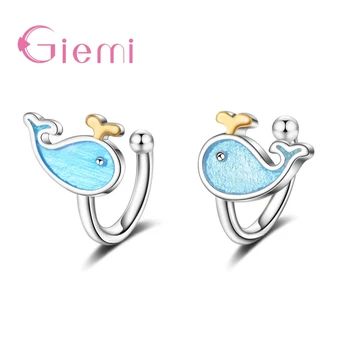 

Romantic Dolphin Love Clip Earrings For Women High Quality 925 Sterling Silver Girls Party Brinco Bijoux Wholesale Gifts