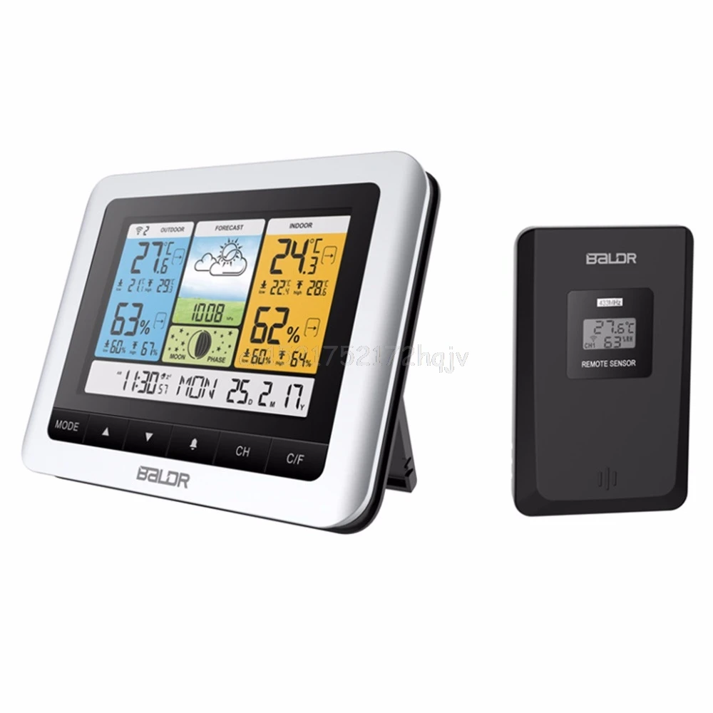 

Thermometer Hygrometer Wireless Sensor Moon Phase Forecast Weather Station Clock S28 dropship